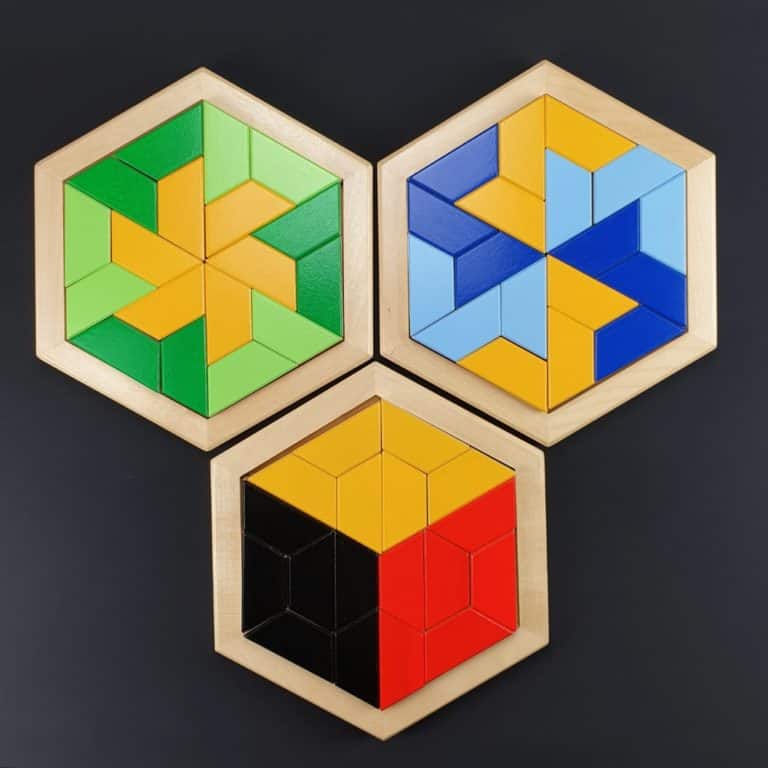 Wooden mosaic, geometric puzzle - Fantasy