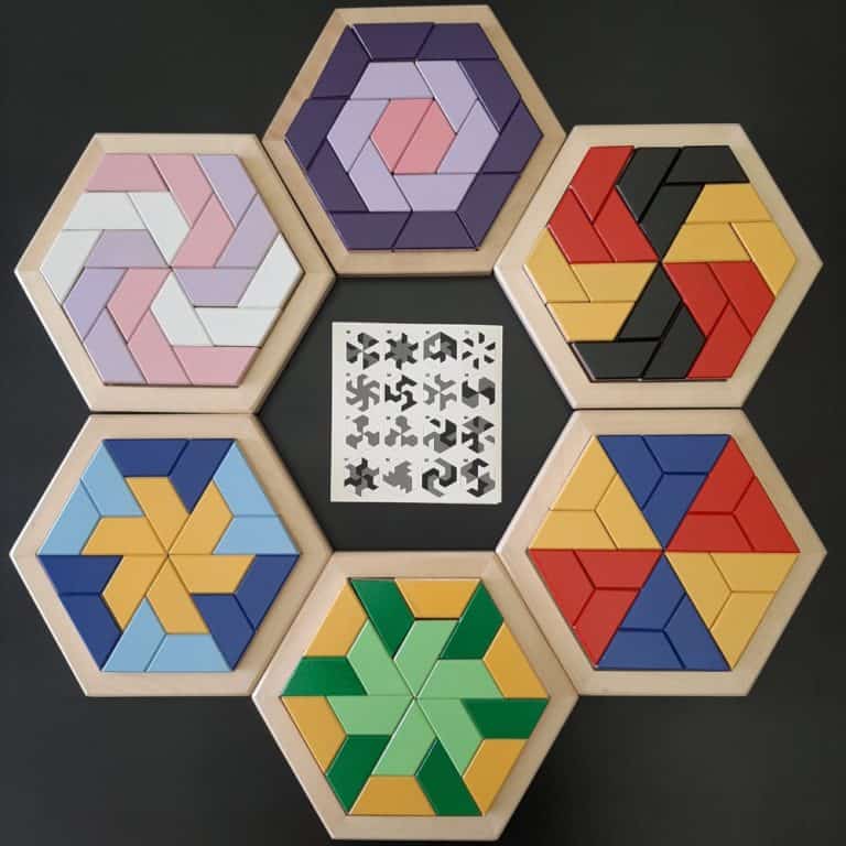 Wooden mosaic, geometric puzzle - Fantasy