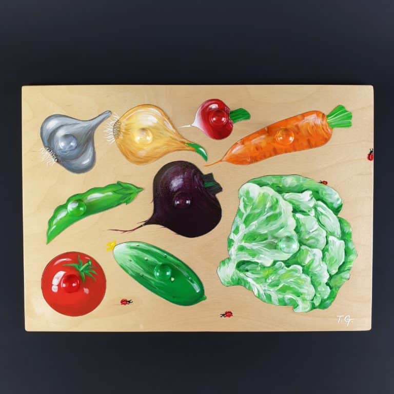 Puzzle en bois réaliste - légumes amovibles