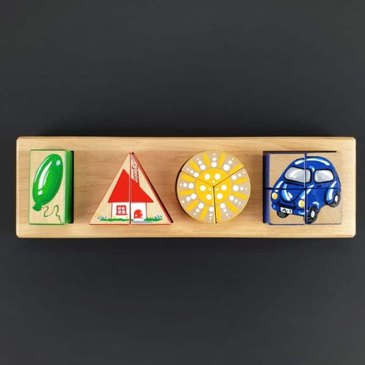 Wooden Geometric Shapes Puzzle - Divided Geometric Shapes