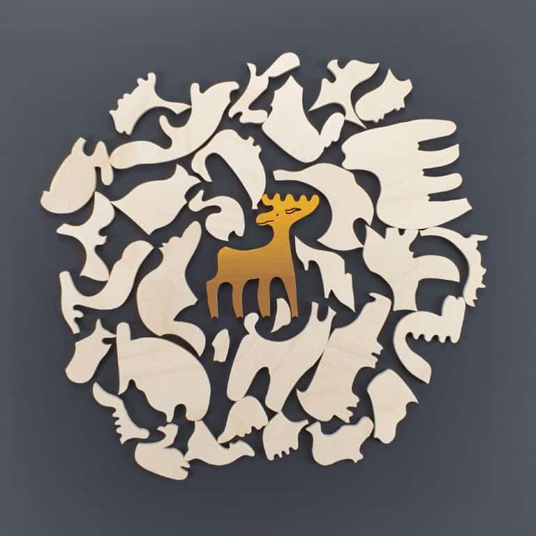 Wooden puzzle - Animal within an Animal (with center piece)