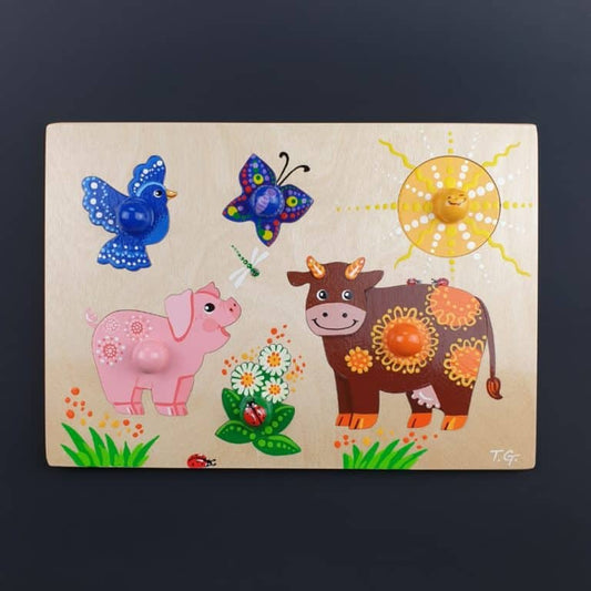 Developmental wooden toy - wooden puzzle Detachable Animals