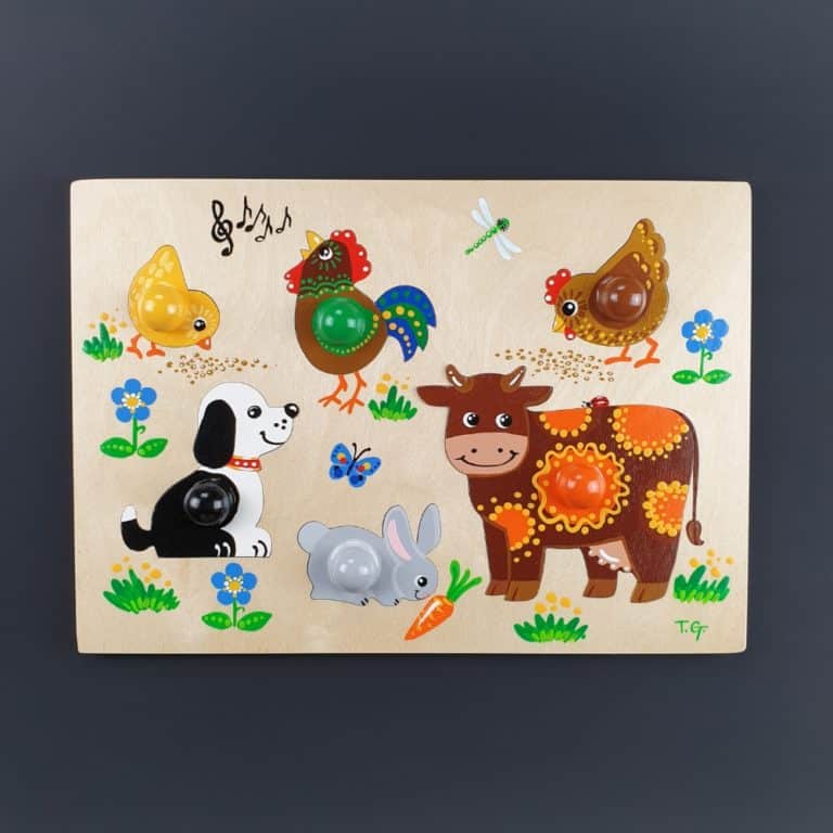 Developmental wooden toy - wooden puzzle Detachable Animals