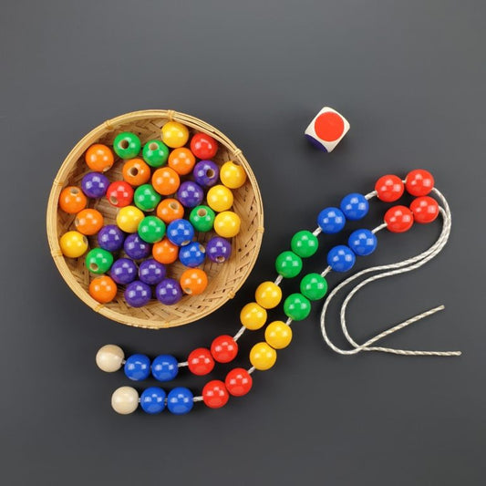 Wooden ball swing game - Spotted Beads