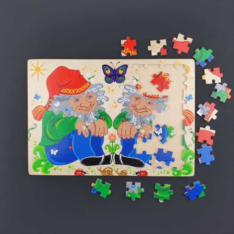 Mirrored wooden puzzle - Dwarf